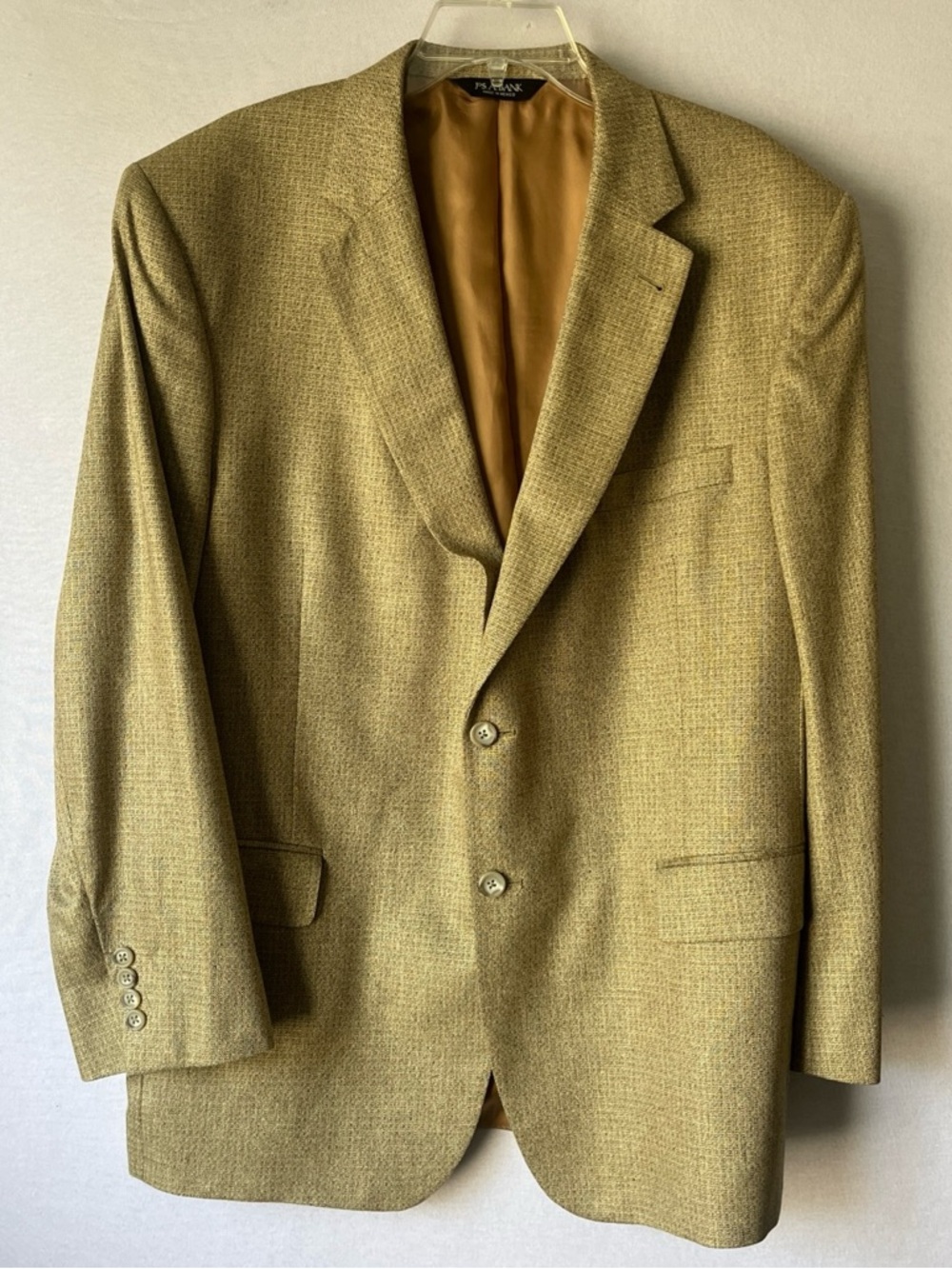 Vintage Jos. A. Bank 46R Silk Barleycorn Tweed Blazer Tan/BeigeTraditional Fit